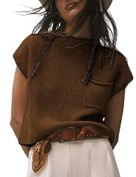 Himosyber Women's Solid Sleeveless Vest Mock Neck