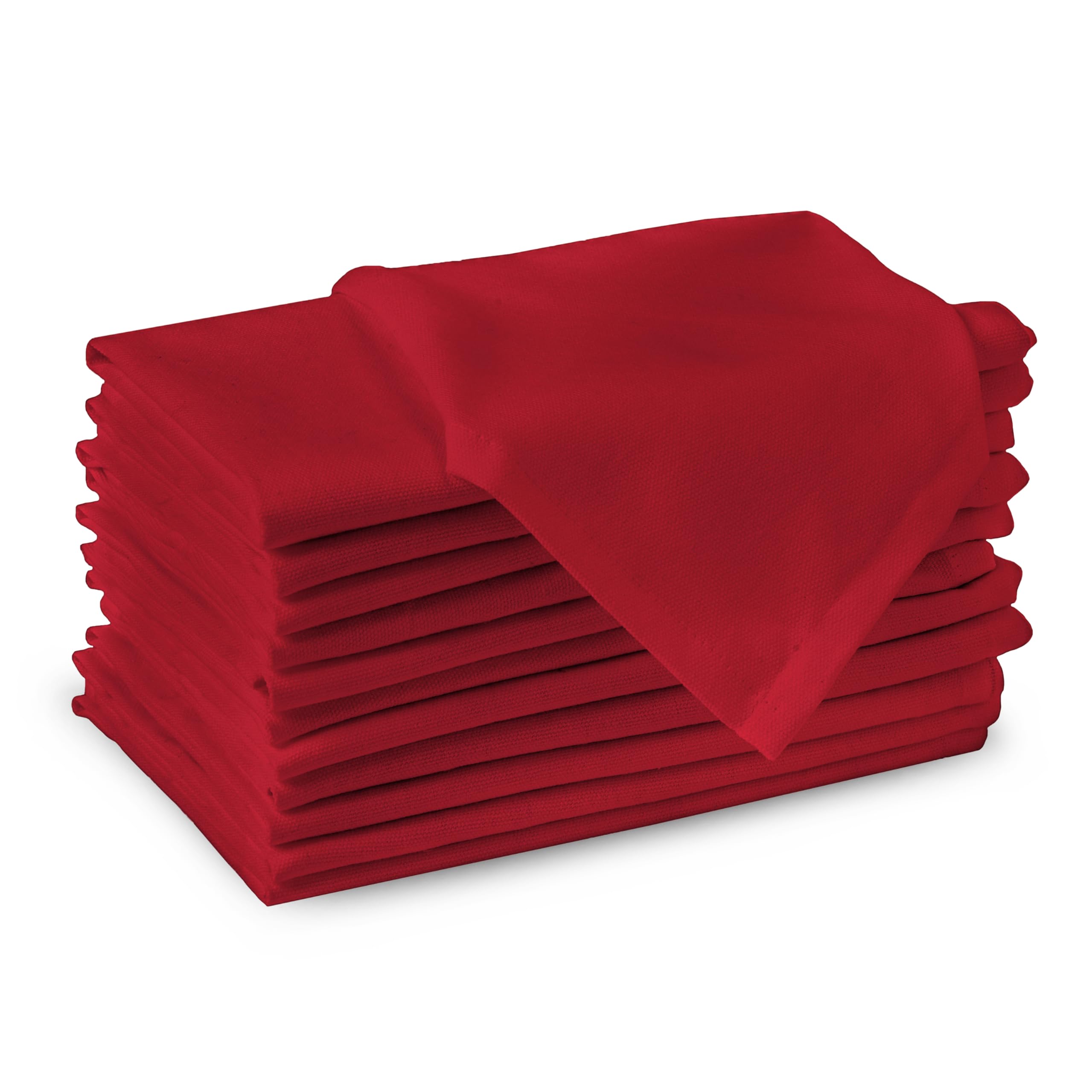 Encasa Cotton Fabric Napkins | Set of 12 | Size 43x43cm | Solid Color Dark Red | Machine Washable