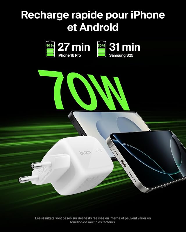 BoostCharge Pro Chargeur GaN 3 USB-C 70 W + Kit De Voyage