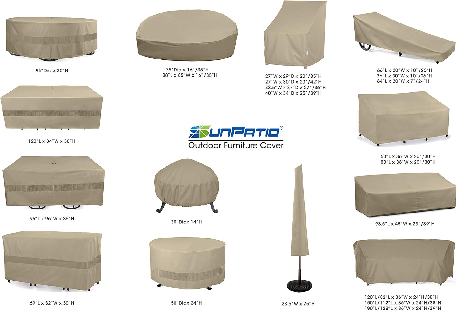 SunPatio Daybed Cover, Outdoor Round Canopy Daybed Sofa Cover, Heavy Duty Waterproof Patio Furniture Cover with Seam Taped, Fade Resistant Material, Helpful Air Vent, 88"L x 85"W x 35"H, Neutral Taupe : Garden & Outdoor