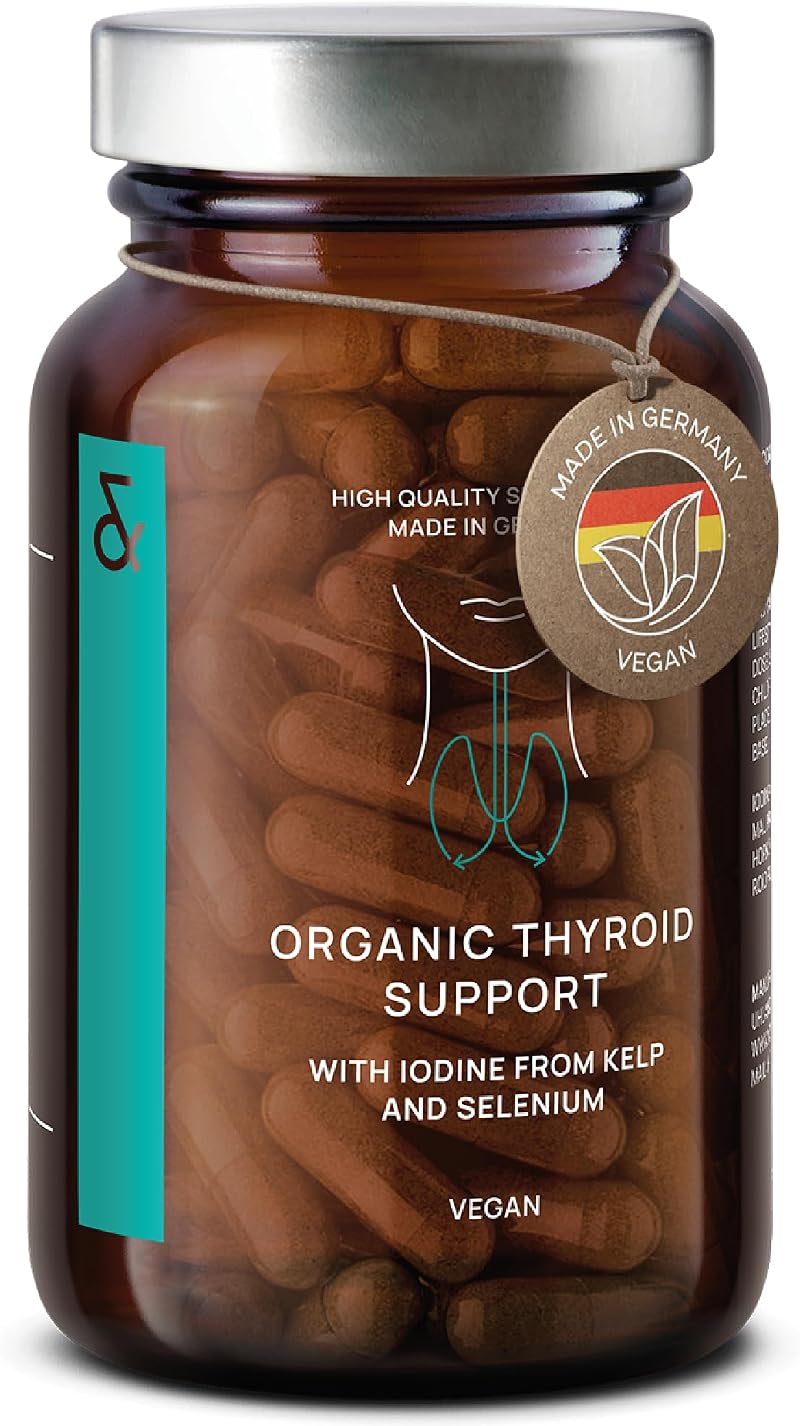 CLAV Organic Thyroid Support Capsules with Kelp Iodine Selenium 120