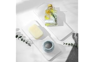 Razborci 2PCS Bathroom Sink Trays, Water Absorbing Diatomite Stone Quick Drying Mat for Kitchen Counter, Dish Rack Soap Dispenser Sponge Holder Caddy Vanity Organizer, White, 9"x3.5"