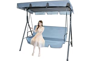 YCHUNP Swing Canopy Replacement Cover and Swing Cushion Cover Waterproof 2 and 3 Seater Swing Top Cover and Chair Cover Garden Outdoor Patio Swing Seat Cover Replac