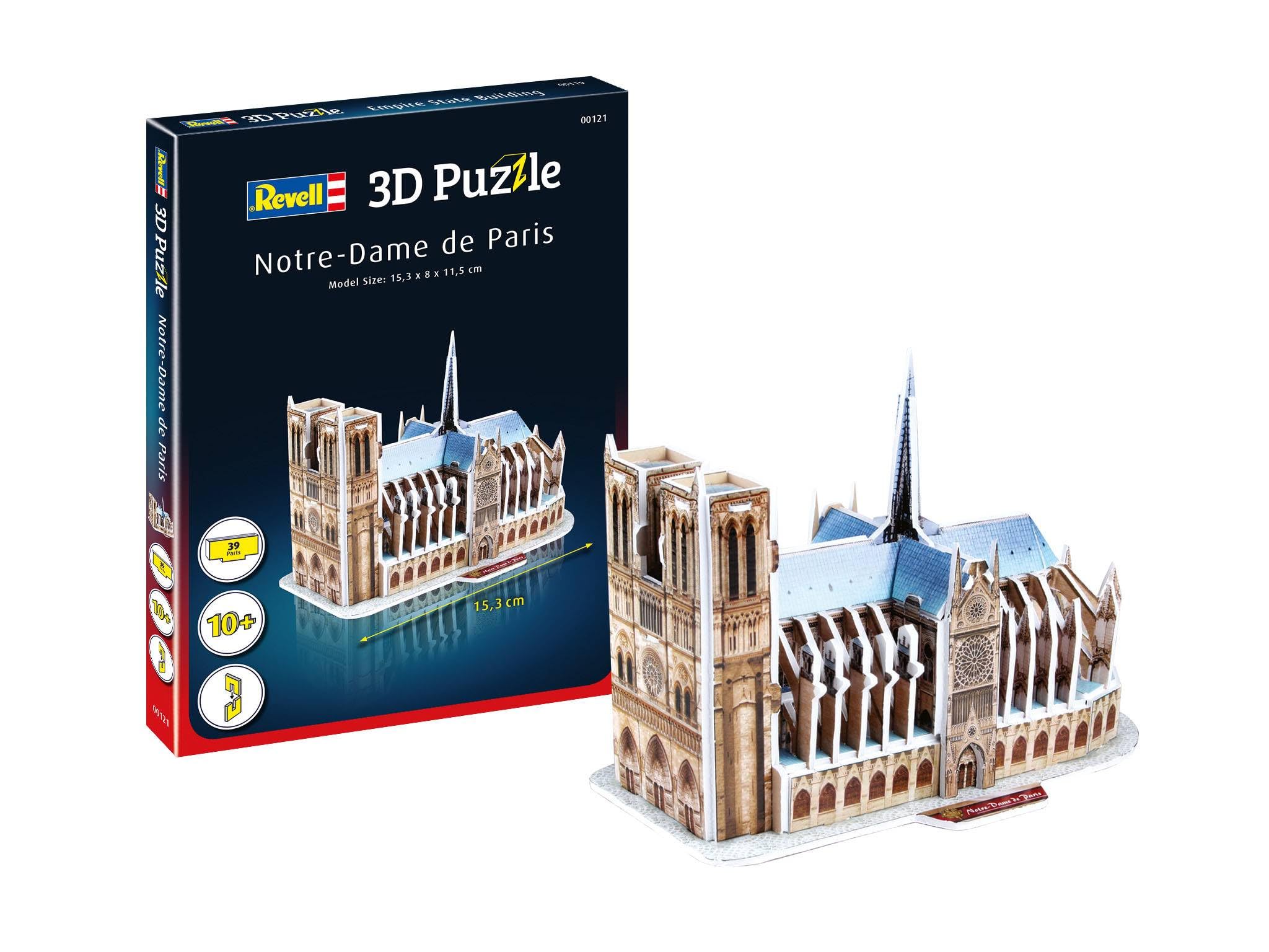 Revell 3D Puzzle 00121 Notre-Dame de Paris 39 Pieces, Highly Detailed, 15cm in length, Fun & Easy To Build
