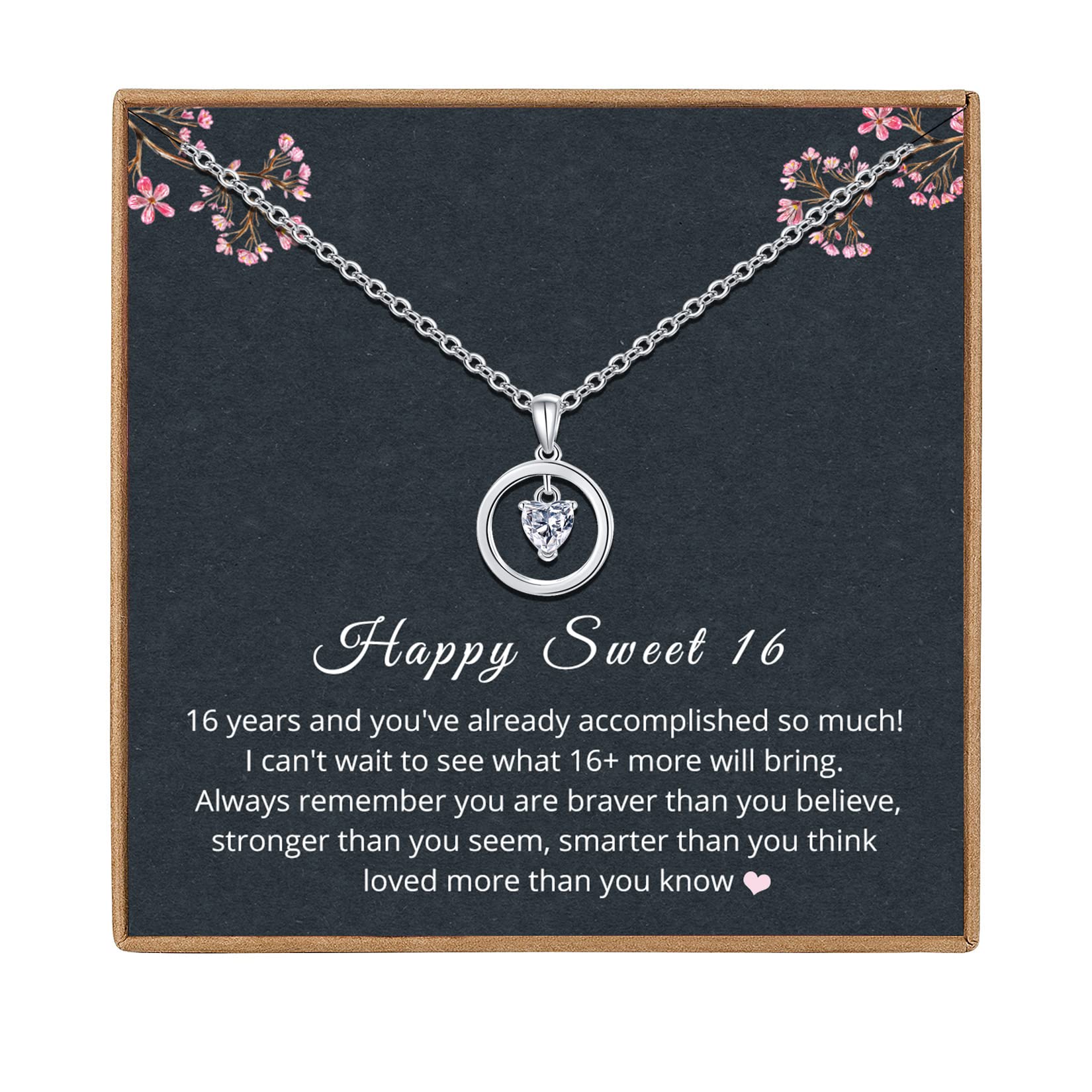NOREGRET Sweet 16th Birthday Gifts for Girl, Sterling Silver Torus Heart for 16th Birthday Necklace, Birthday Gifts for her, Friendship Gifts Birthday Jewelry,Teenage Girls Gifts Age 16