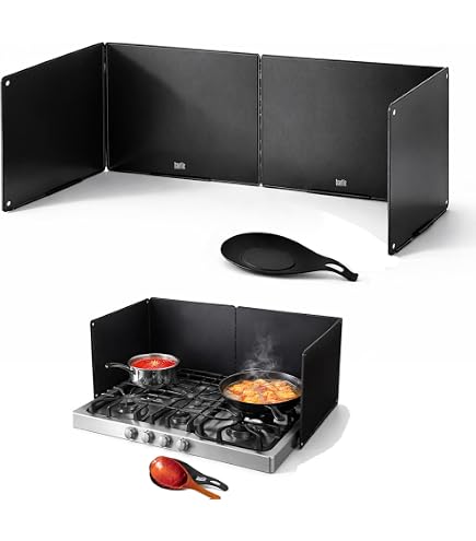FHBVT 3-Sided Nonstick Splatter Guard Aluminum Foil Foldable High-Temperature Resistant Stove Oil Splash Shield Easy Clean Heat Blocking Space Saving