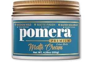 Pomera Matte Hair Cream, 4.25oz, Medium Hold, Matte Finish, Water Soluble, Pomera Premium