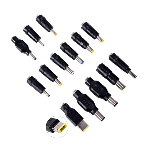Krisdonia Laptop DC Power Adapter Kits 14 PCS Universal 5.5 mm x 2.1 mm ...