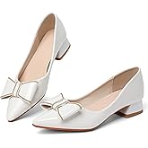 Women's Chunky Closed Toe Low Block Heels Work Pumps Comfortable Dress Wedding Shoes for Party Office