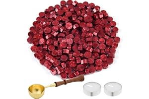 NEBURORA 200 Pcs Sealing Wax Beads, Various Colour Options for Wax Seal Stamp, with Wax Spoon and 2 Tea Candles,Octagon Wax S