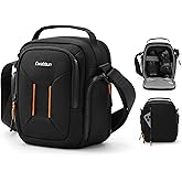 Cwatcun Campact Camera Bag Small Camera Sling Case for Canon Nikon Sony Fuji Cameras, Lens, DSLR SLR Mirrorless, Shoulder Corssbody Camera Bag, Travel Photography Water-resistant Bag Purse, Black