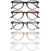 JOLISU 5 Pack Reading Glasses For Women/Men-Blue Light Blocking Computer Reader w/Round Frame - Retro Clear Lens Fake Eyeglasses（3.0）