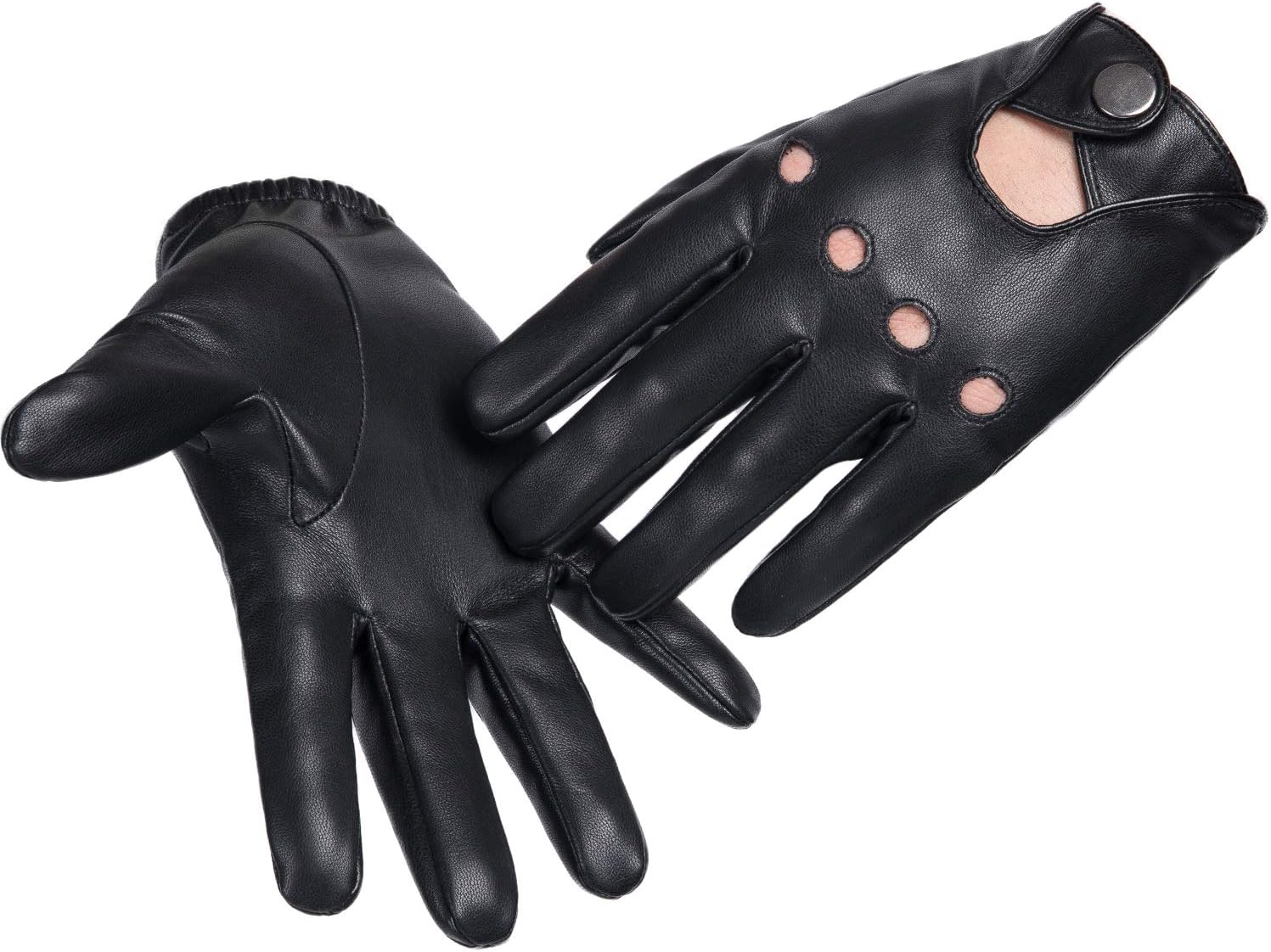 Driving Gloves Men, Touchscreen Texting Leather Gloves, Tractor Vans Motorcycle Gloves Black (L, Black Update)