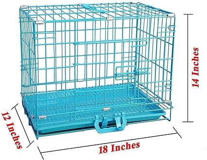 RvPaws Easy to Move with Removable Tray Iron Cage for Dog & Rabbit 18 Inch Sky Blue