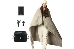 ZonLi Z-Walk Battery Operated Heated Blanket,Rechargeable 12v Portable Heated Blanket with 3 Heating Levels,Includes 20000mAh Power Bank,for Camping,Car,Stadium,Outdoors(Grey)