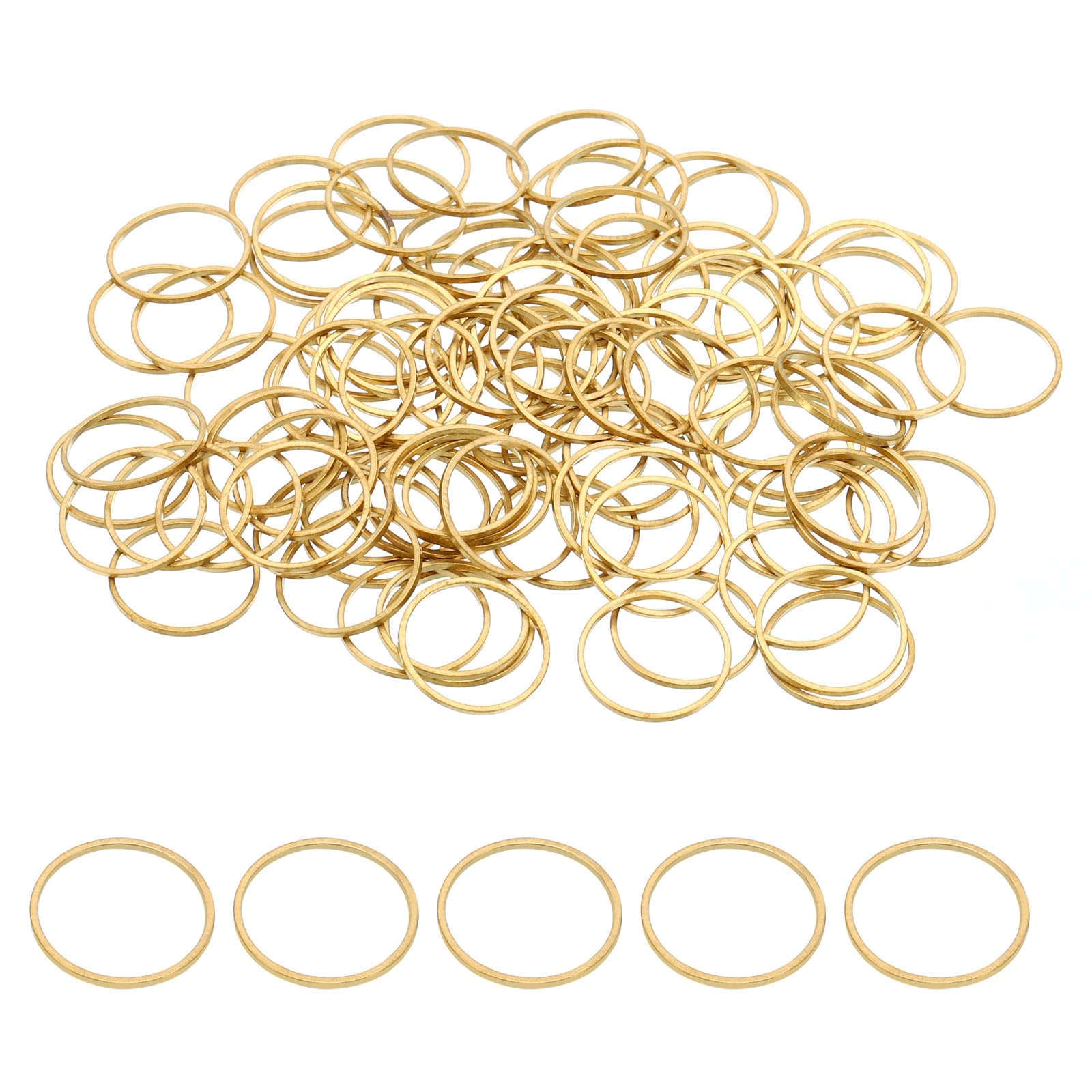 PATIKIL 15mm OD x 13.5mm ID Beading Hoop, 100Pcs Solid Copper Beading Finding Ring