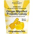 Andy Anand 60pc Sugar Free Ginger Menthol Propolis Candy with Lemon Essential Oil, 4 ingredients Providing Long Lasting Relief. Keto & Diabetic-Friendly, Gluten Free, Vegan, Made in Europe (7 Oz)
