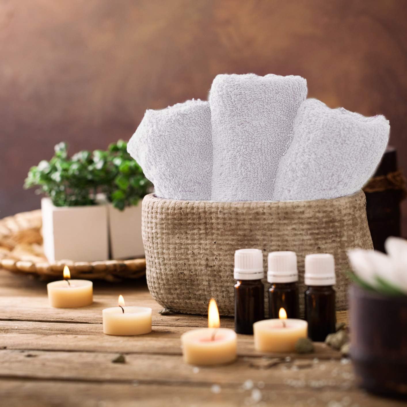 Talvania Washcloths Towels 24 Pack Super Absorbent Terry Towel 100% Ring Spun Cotton White Wash Cloth with Border Design Ideal for Face Wash Long Lasting Multi-Purpose Gym Spa Home Bath Towel 12"X12": Home & Kitchen
