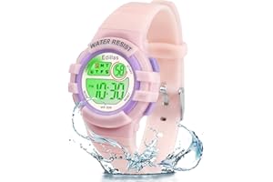 Edillas Kids Watches Digital Girls Boys, 7 Colors Light Wrist Watch for Child Waterproof Sport Outdoor Multifunctional Wristwatches with Stopwatch Alarm for Ages 4-15
