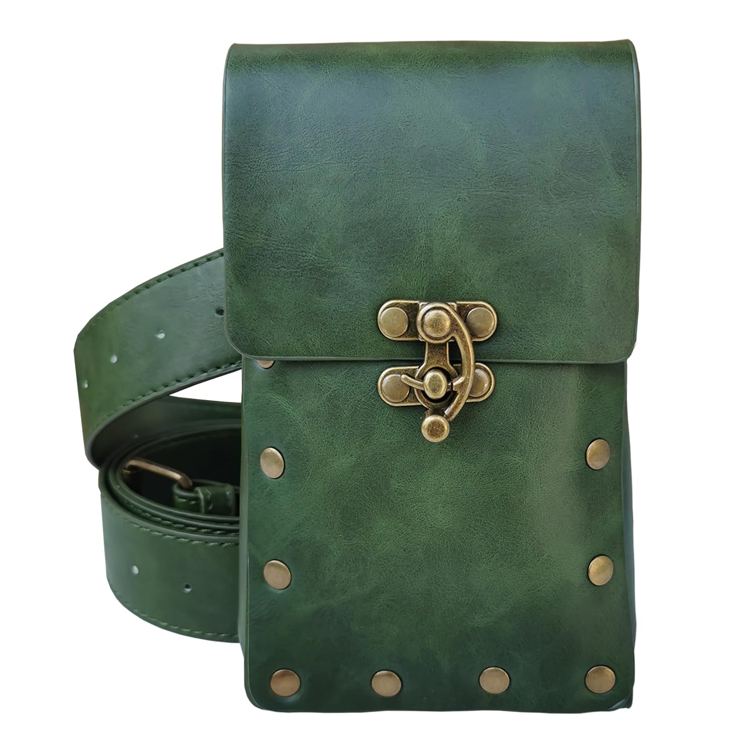 Larswon Renaissance Bag Medieval Belt Pouch Leather Belt Pouch Leg Phone Holder Festival Faire Accessories Green — image 1