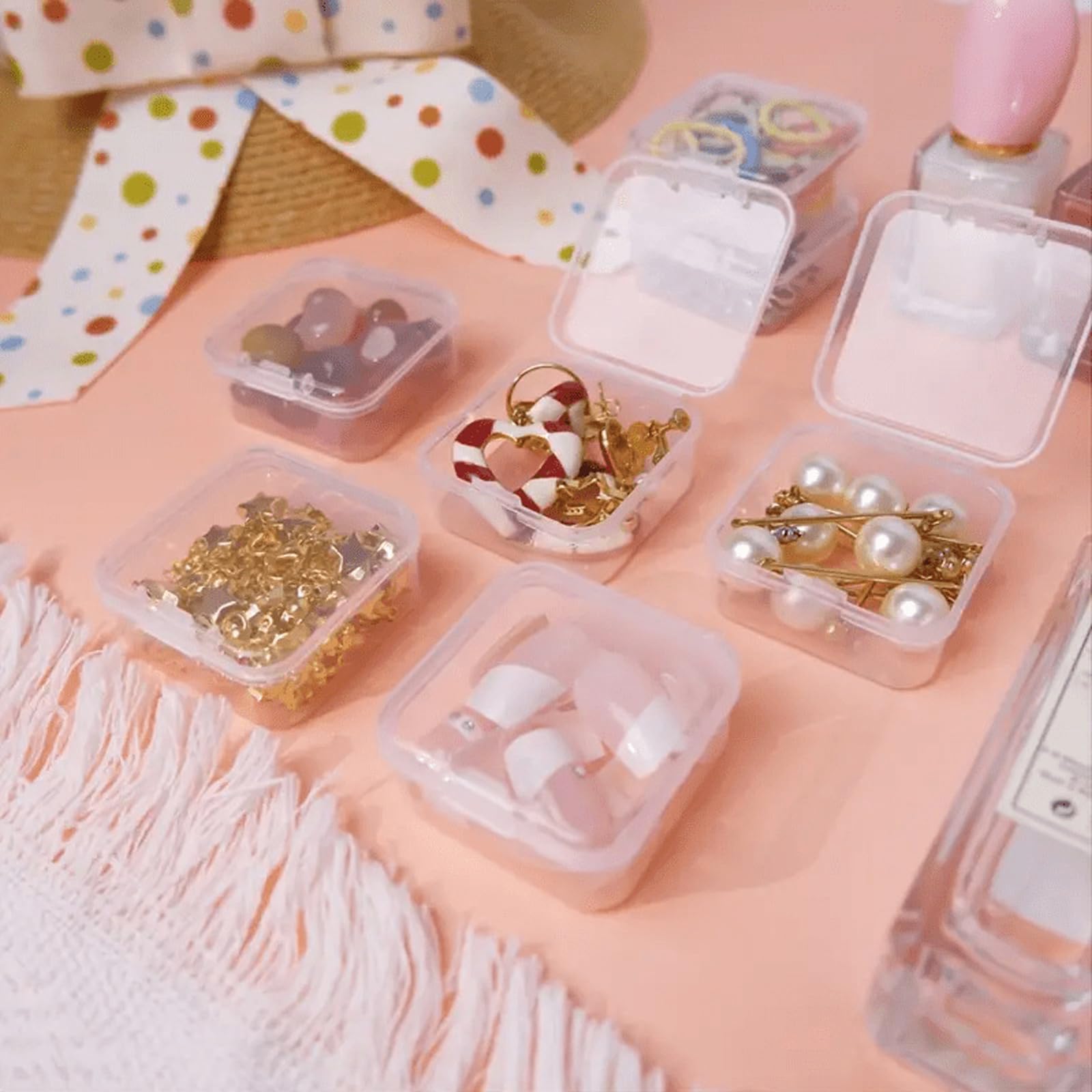 senylanhxy 31-Slot Clear Plastic Bead Organizer Box with Hinged Lids - Portable Craft Storage Container for Jewelry Making, DIY Crafts, Nail Art & Small Parts