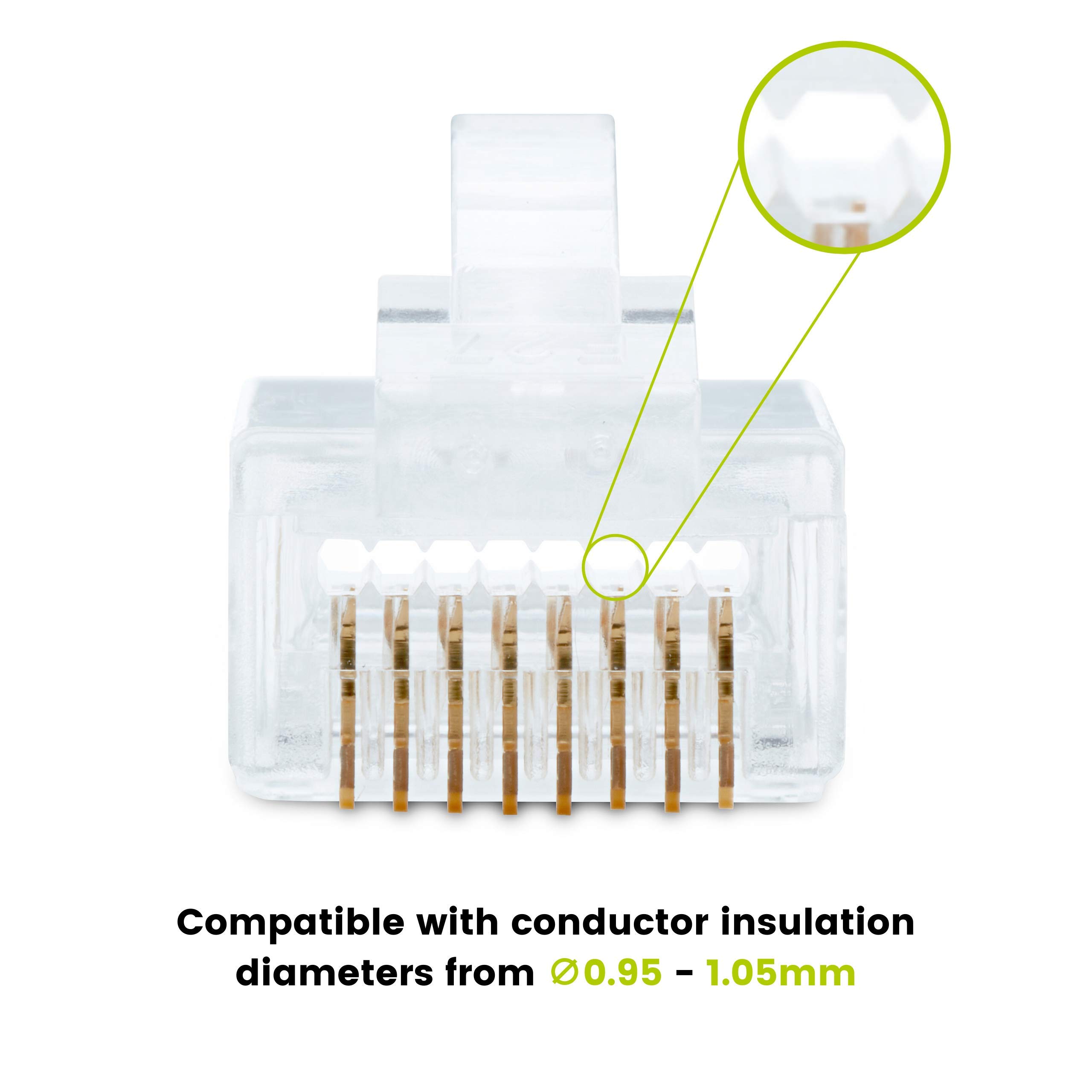 RJ45 Through Connector Plug | CAT6 | FTP | Pass Through | Gold Plated Contacts | 10 Pieces (54549) | RJ Connector | Plug - View #6