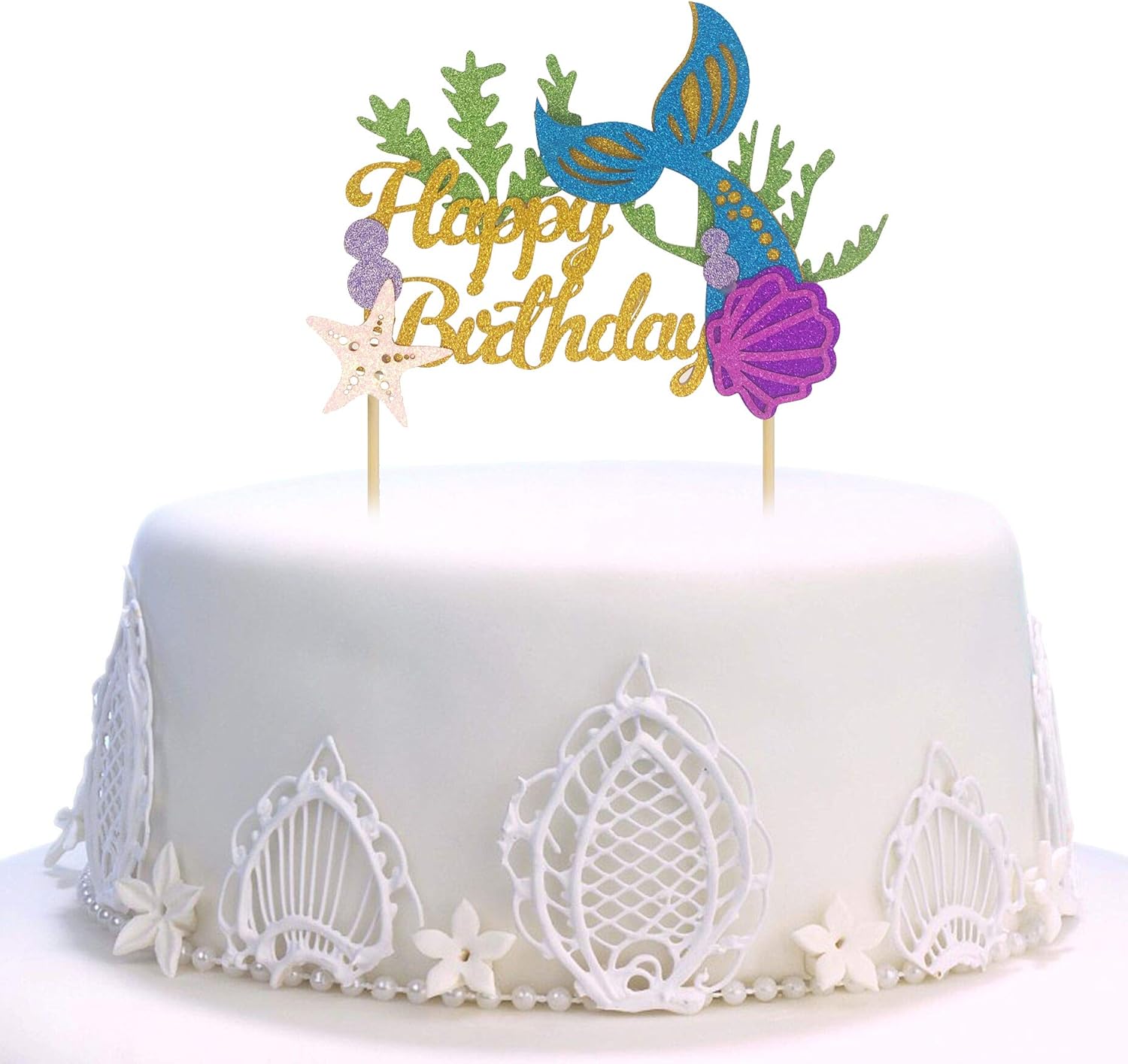 Decoration De Gateau En Forme De Sirene A Paillettes Inscription Happy Birthday Pour Un Anniversaire Une Fete Une Fete Prenatale Amazon Fr Jeux Et Jouets