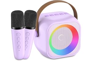DARKANT Mini Karaoke Machine for Kids Age 3, 4, 5,6, 7+ Bluetooth Speaker with 2 Wireless Microphone & LED Lights, Christmas Birthday Gifts for Girls Boys Kids Adults