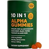 10-in-1 True Alpha Shilajit Gummies, 4000mg Himalayan Alpha Gummies for Men, Energy Boost, Immune Support, with Ashwagandha, Maca Root, Tongkat Ali, Fulvic Acid, 85+Trace Mineral, No Added Sugar, 60ct