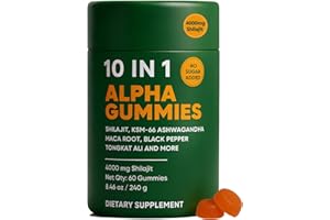 HANACHI 10-in-1 True Alpha Shilajit Gummies, 4000mg Himalayan Alpha Gummies for Men, Energy Boost, Immune Support, with Ashwagandha, Maca Root, Tongkat Ali, Fulvic Acid, 85+Trace Mineral, No Added Sugar, 60ct