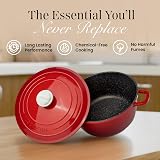 nuovva Non-Stick Aluminium Pot with Lid 4L 24cm Red Dutch Oven view 4