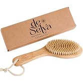 De Selva Dry Body Brush with Natural Boar Bristles and Bamboo Handle &ndash; Exfoliating Body Brush for Smoother-Looking Skin, Massage and Dry Brushing Routine &ndash; 1 Brush with Box