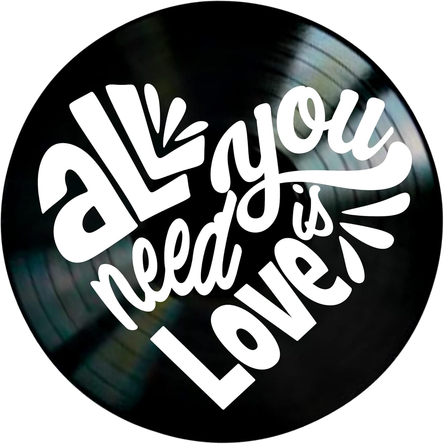 Mixed Media - All You Need is Love, Beatles Song Lyric Art on a REAL Vinyl Record, Music Wall Art Decor