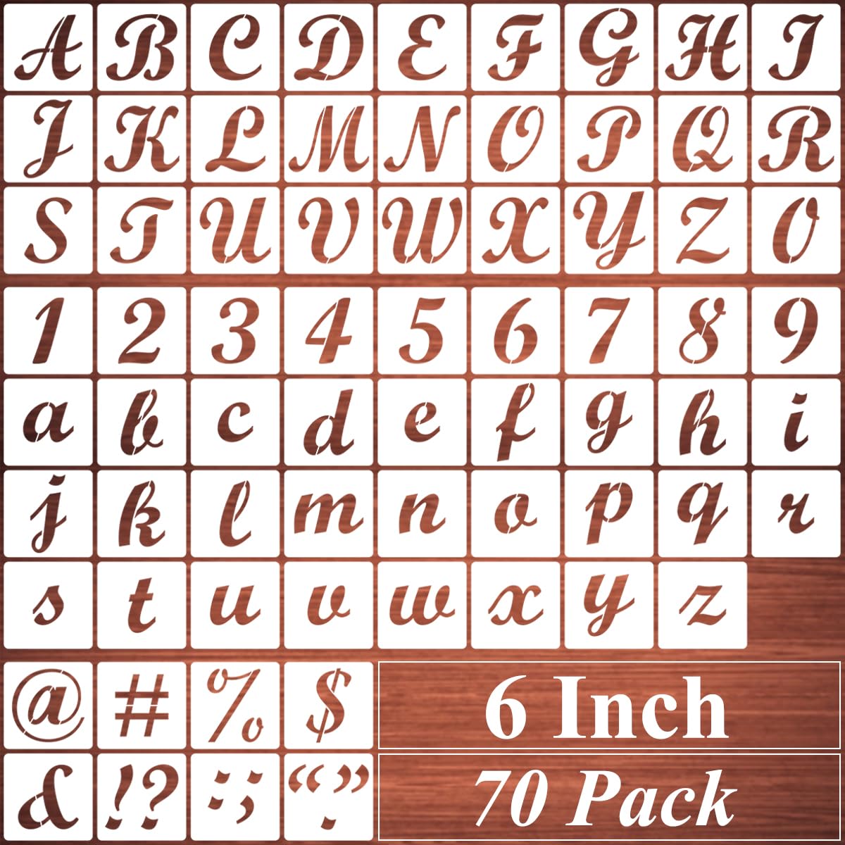 Photo 1 of 6 Inch Alphabet Letter Stencils for Painting - 70 Pack Letters and Numbers Stencil Templates with Signs for Painting on Wood, Reusable Letter and Number Stencils for Chalkboard Wood Signs & Wall Art