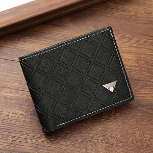 Coin Purse Folding PU Leather Card Bag Small Money Bag Men(black)