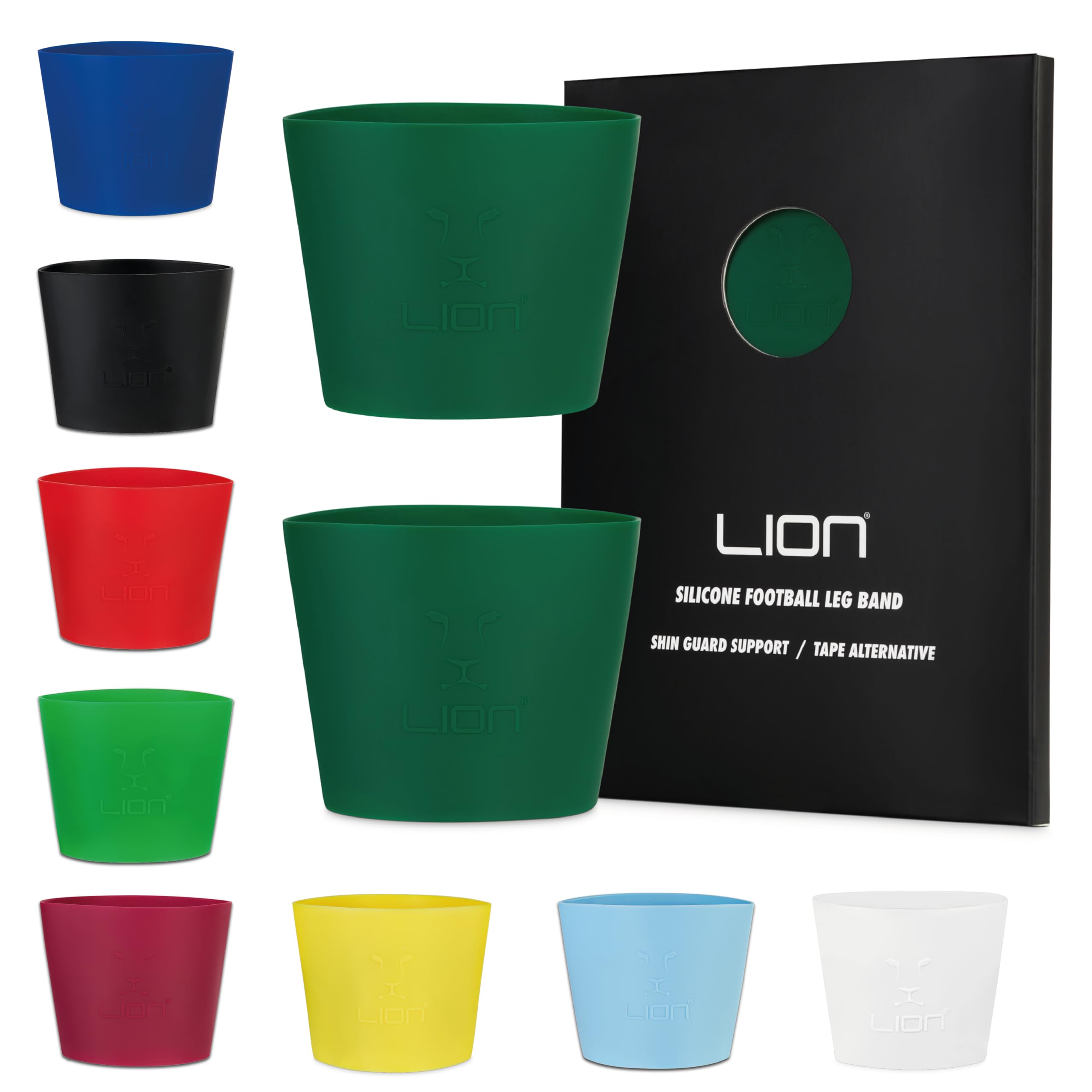 Silicone Football Leg Bands For Adults & Kids - The Tape Alternative To Hold Shin Pads In Place To Match Your Kit (Forest Green)