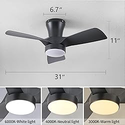 Dalouguan 31 inch Low Profile Ceiling Fans with