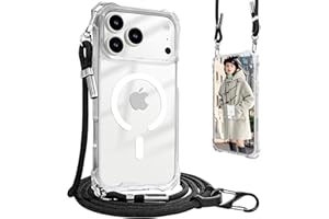 UnnFiko for iPhone 17 Pro Max Case Clear, Compatible with Magsafe, Crossbody Phone Case with Shoulder Strap, Shockproof Drop Protection, Magnetic Phone Case for iPhone 17 Pro Max (Clear)