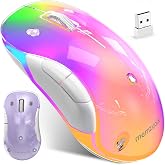 memzuoix 2.4G LED Wireless Mouse, Rechargeable Ergonomic Mouse with Detachable Cover, 1400 DPI Portable Optical Computer Mouse with USB Receiver for Laptop, PC, Desktop and MacBook, 5 Buttons-Purple