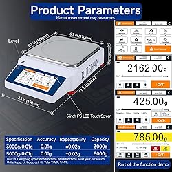 RUISHAN 3kg x 0.01g Smart Laboratory Analytical