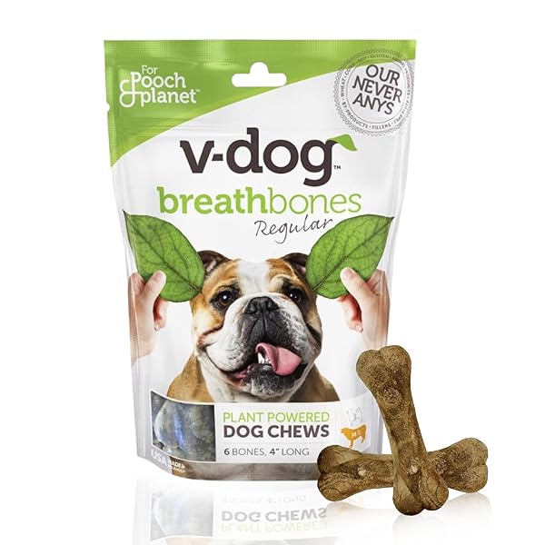 V-DOG DOG TREATS – VEGAN BREATHBONE TEETH CLEANING...