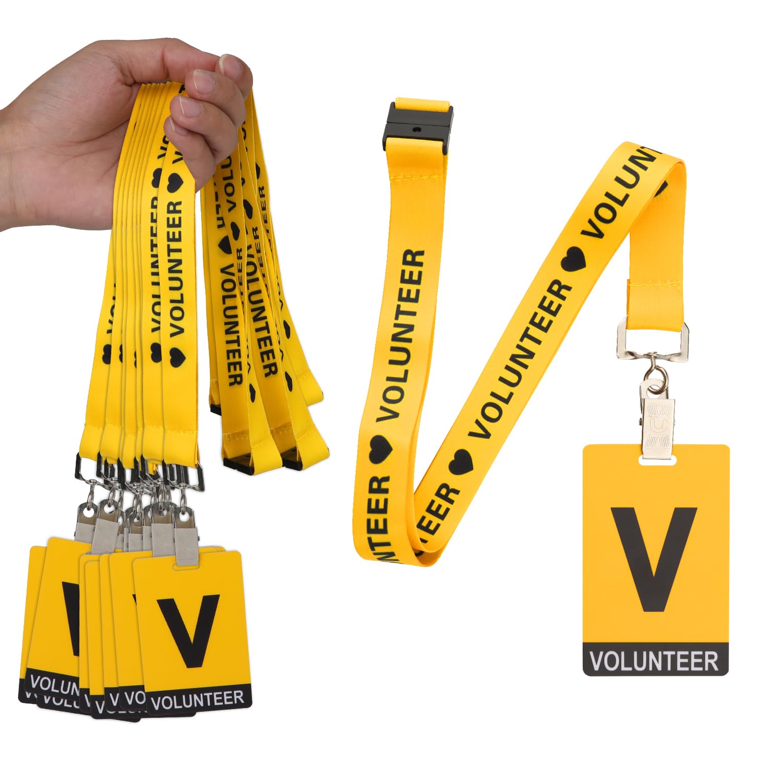 25pcs Volunteer Lanyard with 25pcs Volunteer ID Badge, Volunteer Lanyards with Badges Volunteer Lanyards with Badges for Company Campus School Exhibition Events(Yellow)