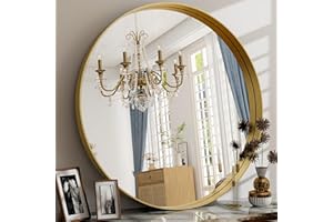 EASLY 30 Inch Round Bathroom Mirror - Wall Mounted Circle Mirror with Metal Frame, Modern Mirror Suitable for Bathroom, Vanity, Entryway, Living Room, Wall Decor,Gold