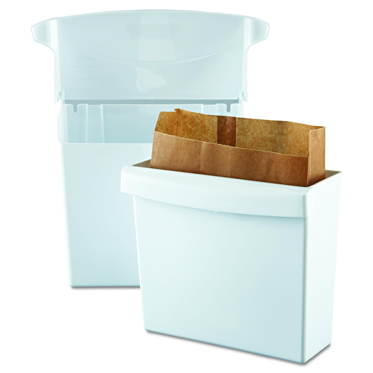 Rubbermaid Commercial 614000 Sanitary Napkin Receptacle with Rigid Liner, Rectangular, Plastic, White: Waste Bins: Industrial & Scientific