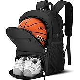 OCKLILY Basketball Backpack - Large Sports Equipment Bag with Ball Holder & Shoe Compartment, Sport Bags for Basketball, Soccer, Volleyball, Gym, School and Travel