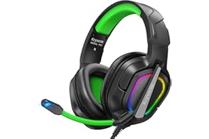 Krysenix Gaming Headset for PS4, PS5, PC, Mac, Xbox Series X, Noise Canceling Headphones with Microphone, PG2 Computer Headset with 3.5mm Jack & RGB Light Black/Green
