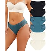 LEVAO Seamless Underwear for Women Lace Cheeky Bikini No Show Hipster Soft Cute Panties 6 Pack S-XXL