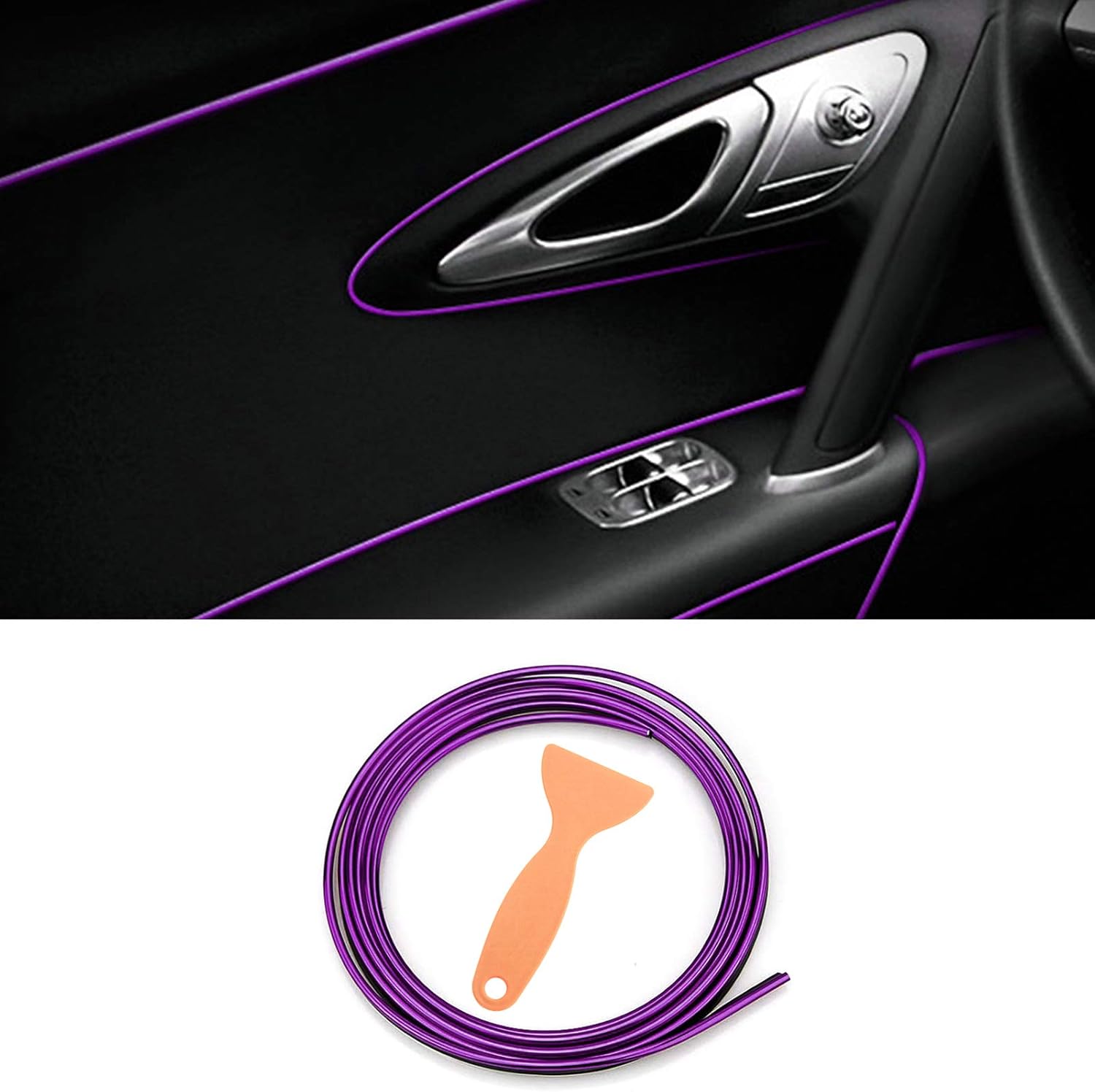 Car Interior Trim Strips - 16.4ft Universal Car Gap Fillers Automobile Moulding Line Decorative Accessories DIY Flexible Strip Garnish Accessory with Installing Tool (5M - Purple): Automotive