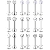 SCERRING 14 Gauge Cheek Rings Piercing Tongue Ring Body Piercing Jewelry Retainer 16mm 5/8Inch for Men Women 18PCS