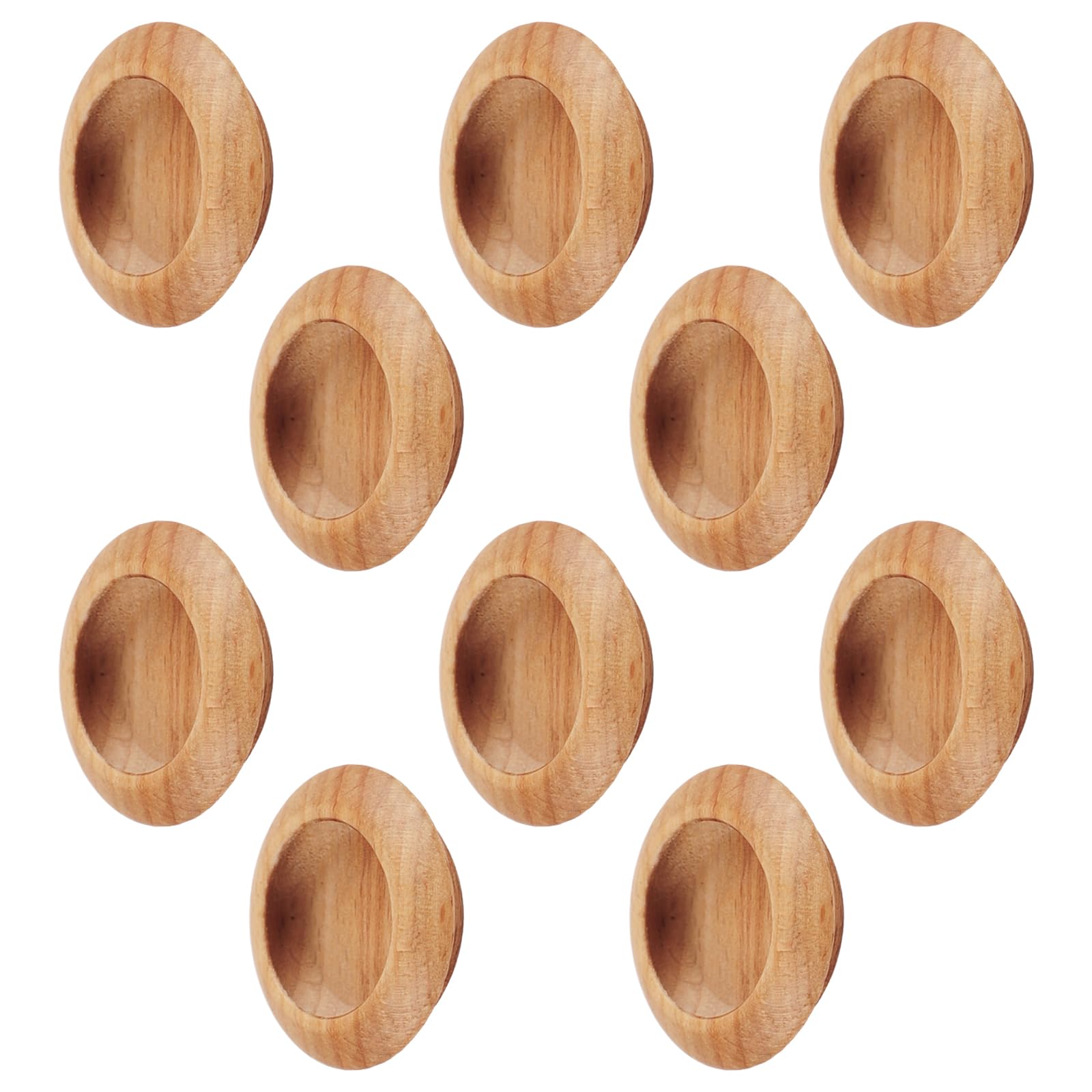 MOROBOR 10 Pack Wood Round Finger Pull, Flush Pull Door Handle Wood Sliding Barn Door Pulls Recessed Kitchen Cabinet Handles Invisible Door Handle